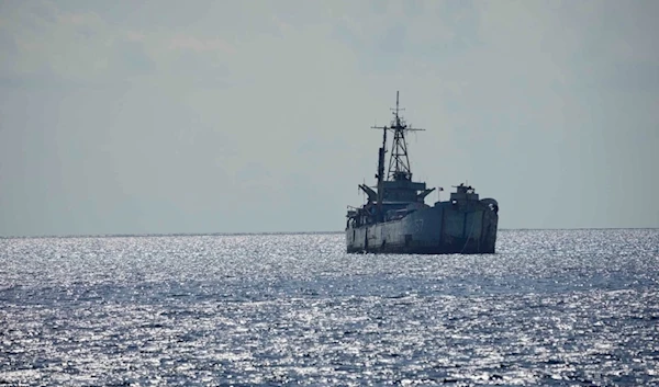 Philippine navy ship BRP Sierra Madre is seen at the Second Thomas Shoal, locally known as Ayungin Shoal, at the South China Sea, April 23, 2023. (AP)