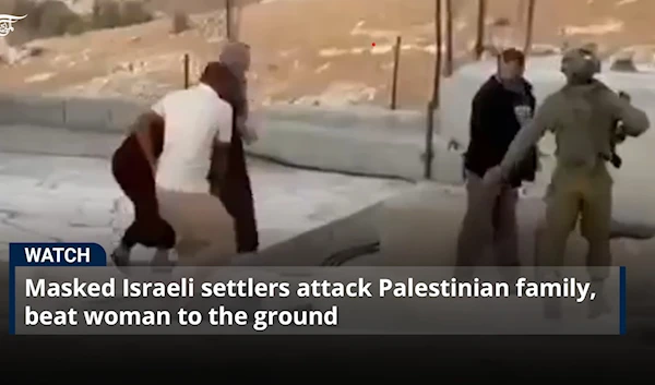 Masked Israeli settlers attack Palestinian family, beat woman to the ground