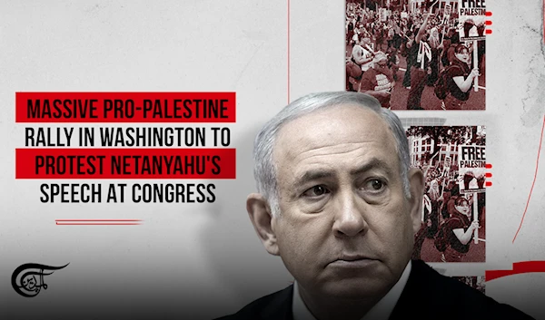 Massive pro-Palestine rally in Washington to protest Netanyahu's speech at Congress