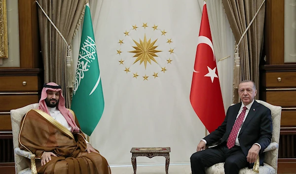 President Recep Tayyip Erdoğan receives Crown Prince of Saudi Arabia Mohammed bin Salman during an official ceremony at the Presidential Complex in the capital Ankara, Turkey, June 22, 2022. (AFP)