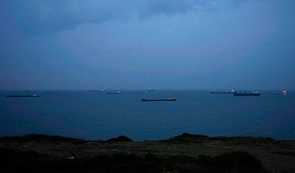 Cargo ships anchor at the Black Sea wait to cross the Bosporus strait in Istanbul, Turkey, Thursday, Nov. 17, 2022. (AP)