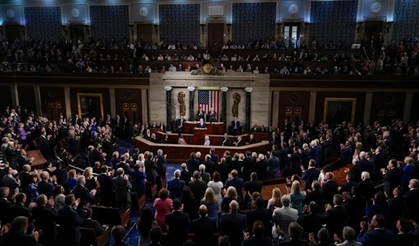 Israeli Prime Minister Benjamin Netanyahu speaks to a joint meeting of Congress at the Capitol in Washington, Wednesday, July 24, 2024. (AP)