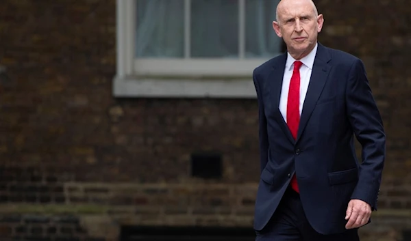 Defense Secretary John Healey arrives at Downing Street in London, Friday, July 5, 2024 (AP)