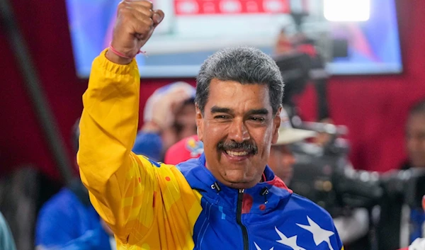 President Nicolás Maduro addressed supporters after electoral authorities declared him the winner of the election, July 29, 2024. (AP)