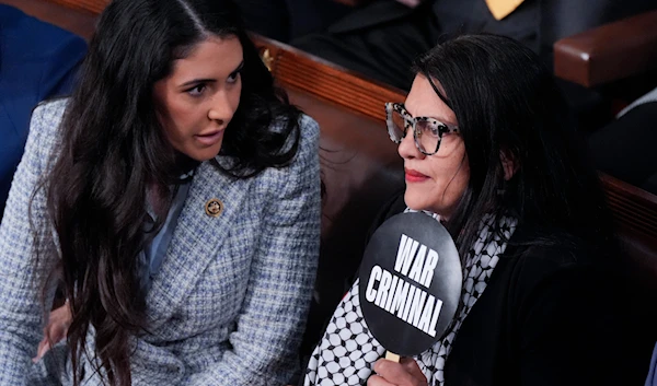 Rep. Anna Paulina Luna, R-Fla. talks to Rep. Rashida Tlaib, D-Mich during a speech by Israeli Prime Minister Benjamin Netanyahu at the Capitol in Washington, July 24, 2024. (AP)