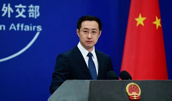 Lin Jian, the spokesperson of China's Ministry of Foreign Affairs, meets the press on March 18,2024. (Courtesy of China's Ministry of Foreign Affairs)