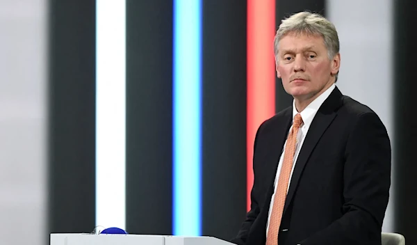 Illustrative: Kremlin spokesperson Dmitry Peskov speaking at a press conference. (AFP via Getty Images)