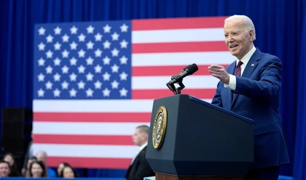 President Joe Biden delivers remarks on lowering prices for American families during an event at the YMCA Allard Center in Goffstown, N.H., March 11, 2024, (AP)