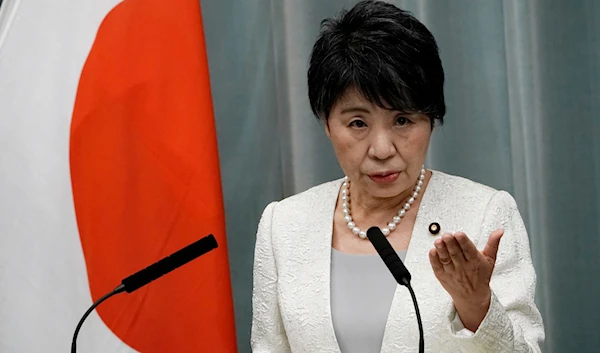 Yoko Kamikawa, newly appointed Minister of Justice gestures during a press conference at the prime minister's official residence on September 16, 2020, in Tokyo. (AP)