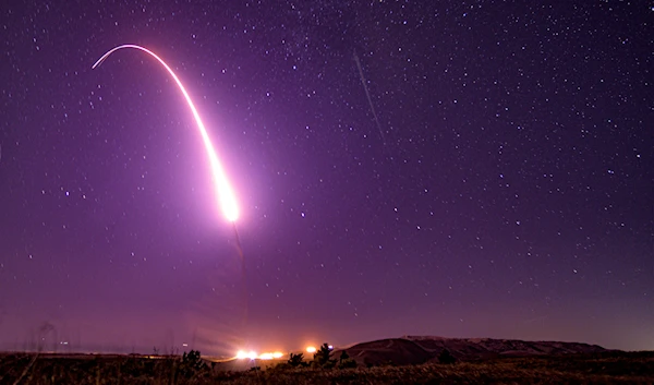 This image on Oct. 2, 2019, provided by the U.S. Air Force shows an unarmed Minuteman 3 intercontinental ballistic missile test launch at Vandenberg Air Force Base, Calif. (AP)