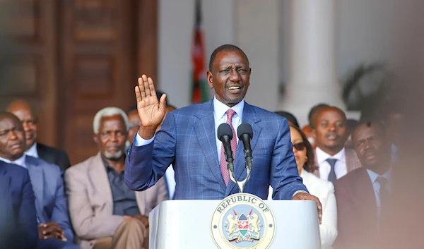 Kenyan President William Ruto gives an address at the State House in Nairobi, Kenya Wednesday, June 26, 2024. (AP)