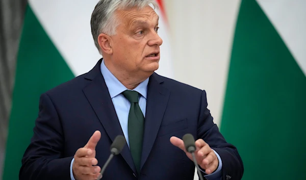 Hungarian Prime Minister Viktor Orban attends a joint news conference with Russian President Vladimir Putin following their talks in the Kremlin in Moscow, Russia, on July 5, 2024.(AP)