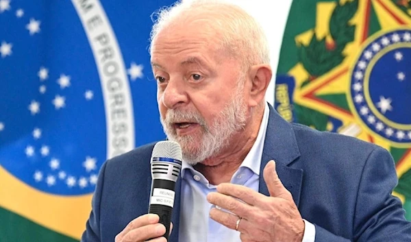 Brazilian President Lula Da Silva speaks during a ministerial meeting to discuss infrastructure investment projects at Planalto Palace in Brasilia on November 3, 2023. (AFP)