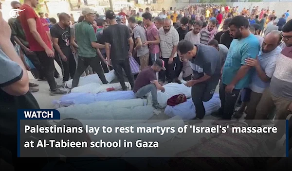 Palestinians lay to rest martyrs of 'Israel's' massacre at Al-Tabieen school in Gaza