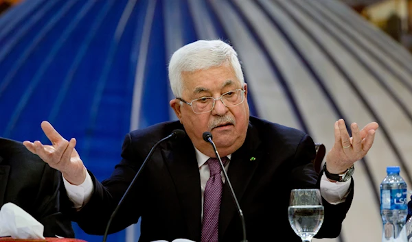 Palestinian President Mahmoud Abbas speaks after a meeting of the Palestinian leadership in the West Bank city of Ramallah on January 22, 2020. (AP)