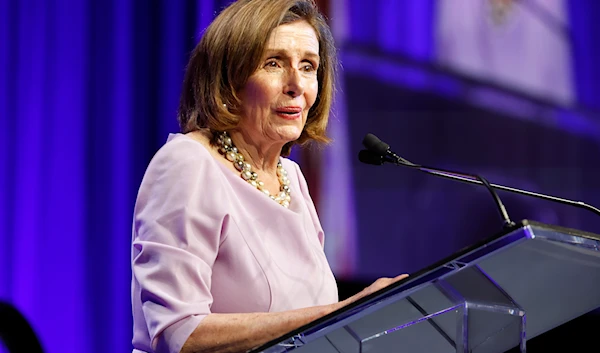 Democratic Speaker Emerita Nancy Pelosi speaks at the North Carolina Democratic Unity Dinner fundraiser in Raleigh, N.C., Saturday, July 20, 2024 (AP)