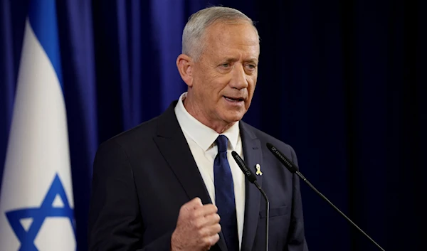 Former war cabinet minister Benny Gantz announces his resignation during a televised address, June 9, 2024. (AFP)