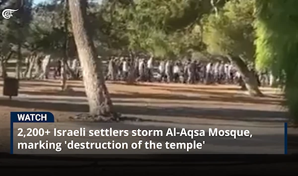 2,200+ Israeli settlers storm Al-Aqsa Mosque, marking 'destruction of the temple'