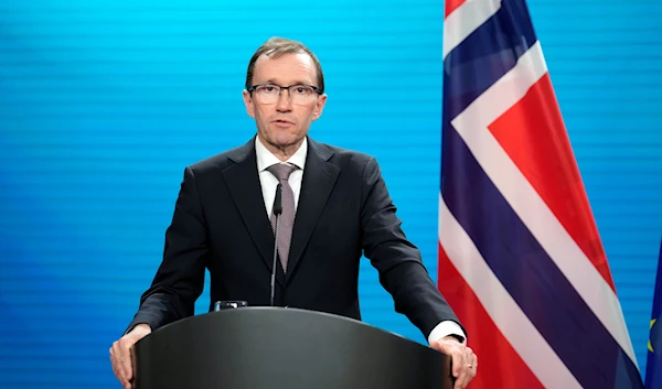 Norwegian counterpart Espen Barth Eide speaks during a joint press conference at the Foreign Ministry in Berlin, Thursday, March 14, 2024. (AP)