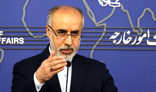 Iran's Ministry of Foreign Affairs spokesman Nasser Kanaani speaks during a press conference in the capital Tehran on December 5, 2022. (AFP)