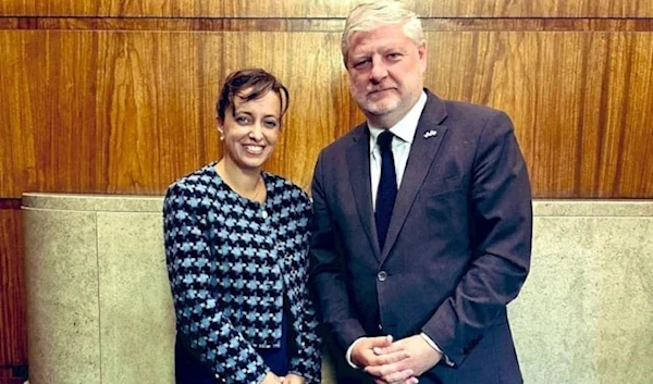 On August 8, Scottish External Affairs Secretary Angus Robertson meets with Daniela Grudsky, Israeli ambassador to the UK (AP)