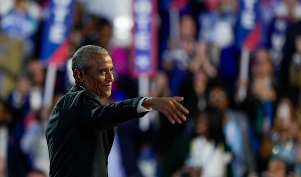 Former President Barack Obama speaks during the Democratic National Convention Tuesday, Aug. 20, 2024, in Chicago. (AP)