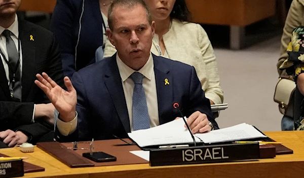 Israeli Ambassador to the United Nations Gilad Erdan speaks during a Security Council meeting at the United Nations headquarters, Tuesday, Aug. 13, 2024. (AP)