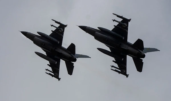 The Ukrainian Air Force's F-16 fighter jets fly in an undisclosed location in Ukraine, Sunday, Aug. 4, 2024. (AP)