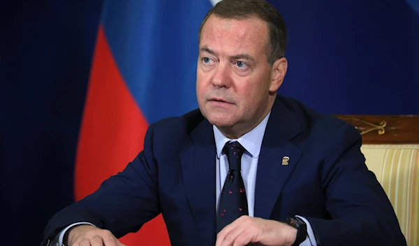 Russian Security Council Deputy Chairman and the head of the United Russia party Dmitry Medvedev attends a meeting on labour legislation improvement in Moscow, Russia, on July 10, 2024. (AP)