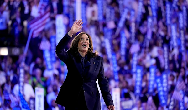 Democratic presidential nominee Vice President Kamala Harris during the Democratic National Convention Thursday, Aug. 22, 2024, in Chicago. (AP)