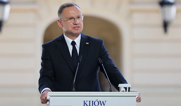 Polish President Andrzej Duda delivers a speech in Kiev, Ukraine, August 24, 2024. (@prezydentpl)