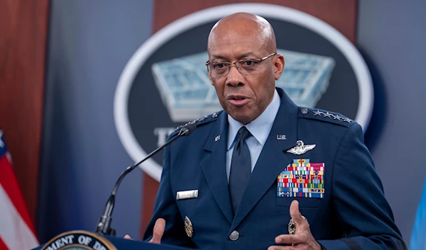 Chairman of the Joint Chiefs of Staff Air Force Gen. Charles Q. Brown Jr., speaks during a press briefing at the Pentagon on Thursday, July 25, 2024 in Washington. (AP)