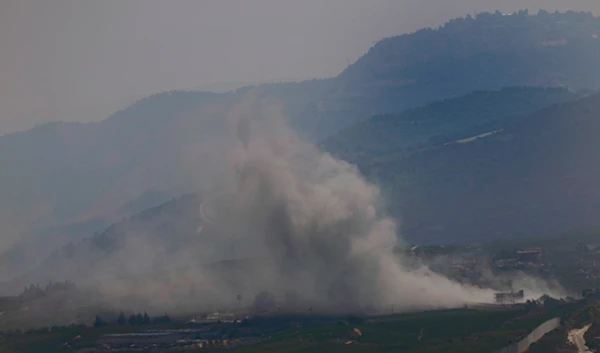 Smoke rises from an Israeli airstrike on Kfar Kila, a Lebanese border village with Israel in south Lebanon, as it seen from Marjayoun town in south Lebanon, Monday, Aug. 26, 2024. (AP)