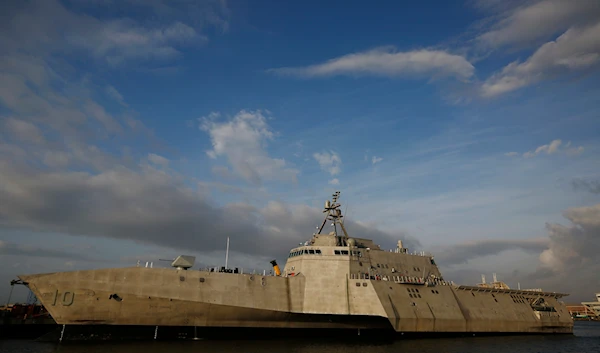 This Nov. 30, 2016, file photo shows the USS Gabrielle Giffords, a Naval littoral combat ship built at the Austal USA shipyards, docked on the Mobile River in Mobile, Ala. (AP)