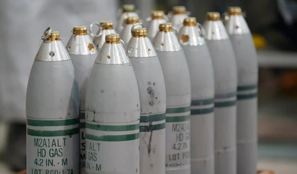 Canisters of mustard gas, which are part of the United States' chemical weapons stockpile, wait for destruction at the US Army Pueblo Chemical Depot Thursday, June 8, 2023, in Pueblo, Colorado. (AP)