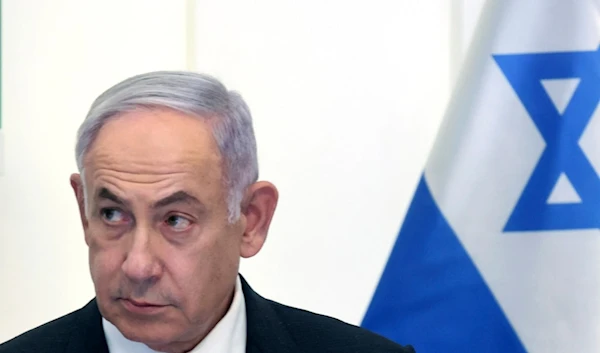 Israeli Prime Minister Benjamin Netanyahu chairs a Cabinet meeting at the Bible Lands Museum in occupied al-Quds on Wednesday, June 5, 2024. (Gil Cohen-Magen/Pool Photo via AP)