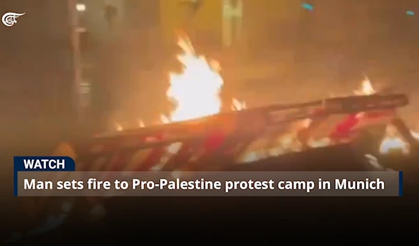 Man sets fire to Pro-Palestine protest camp in Munich