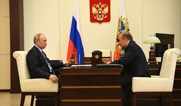 Russian President Vladimir Putin holds a meeting with Federal Security Service Director Alexander Bortnikov, on June 16, 2020. (Kremlin.ru)