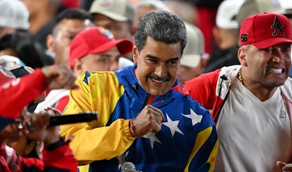 Venezuela's President Nicolas Maduro reacts following the presidential election results in Caracas on July 29,2024. (AFP)