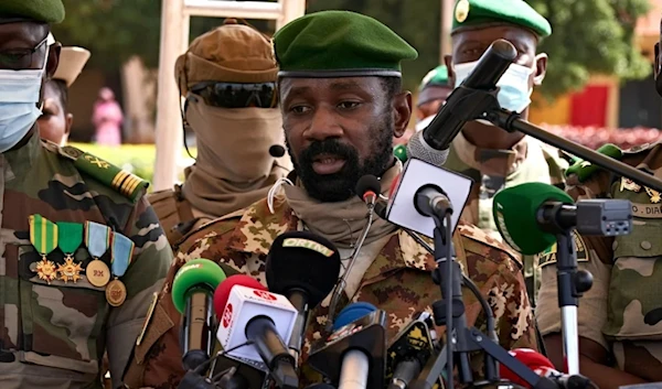 Colonel and interim president Assimi Goita speaks at a ceremony marking the 60th anniversary of Mali's independence in Bamako on September 22, 2020. (AFP)