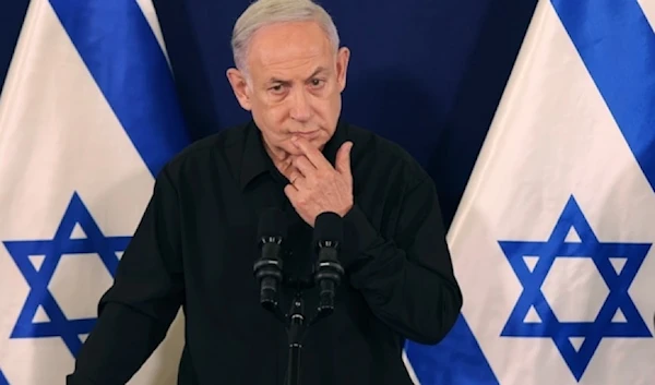 Israeli Prime Minister Netanyahu speaks during a press conference in Tel Aviv in October 28,2023. (AP)