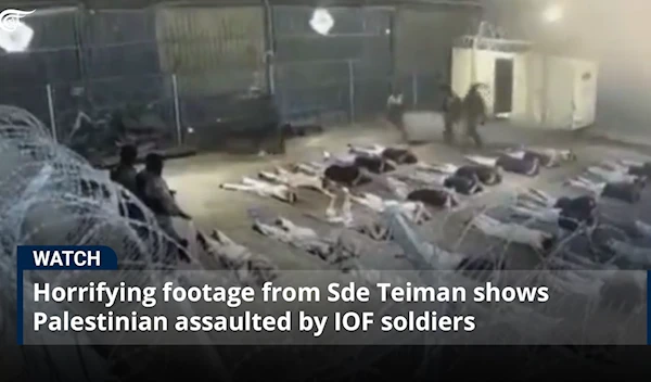 Horrifying footage from Sde Teiman shows Palestinian assaulted by IOF soldiers