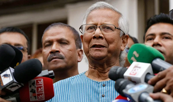 Bangladeshi Nobel laureate Muhammad Yunus addresses the media in Dhaka, Bangladesh, March 3, 2024. (AFP)