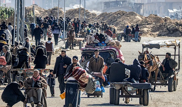 Forcibly displaced Palestinians from Khan Younis in the southern Gaza Strip on January 30, 2024 (AFP)