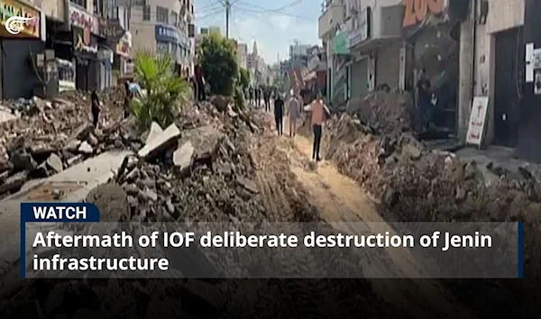 Aftermath of IOF deliberate destruction of Jenin infrastructure