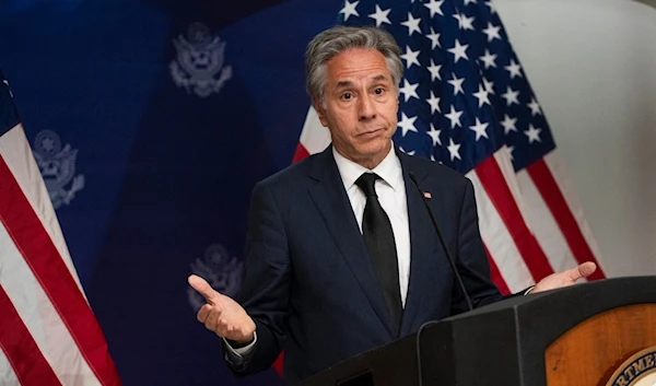 US Secretary of State Antony Blinken speaks during a press conference at the end of his one-day visit to Haiti at the Toussaint Louverture International Airport in Port Au Prince on September 5, 2024. (AFP)