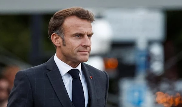 French President Emmanuel Macron attends a ceremony to commemorate the 80th anniversary of the liberation of the port city of Le Havre during World War II, in northern France, on September 12, 2024. (AFP)