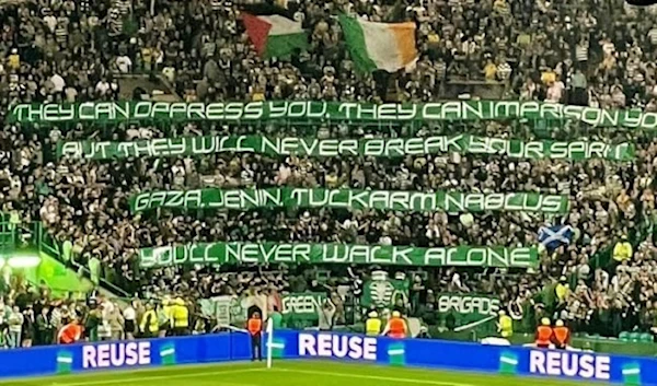 'You'll never walk alone': Celtic fans to Palestinians at UCL match