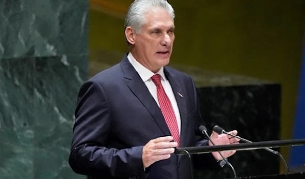 Cuban President Miguel Diaz-Canel addresses the 78th session of the United Nations General Assembly, Tuesday, September 19,2023, at the United Nations headquarters (AP)