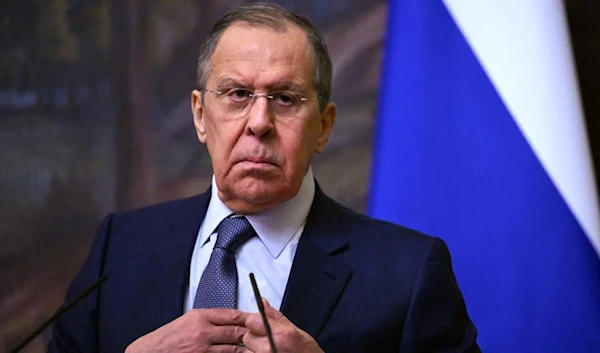 Russian Foreign Minister Sergei Lavrov attends a joint news conference with the International Committee of the Red Cross (ICRC) president following their talks in Moscow on March 24, 2022. (AFP)